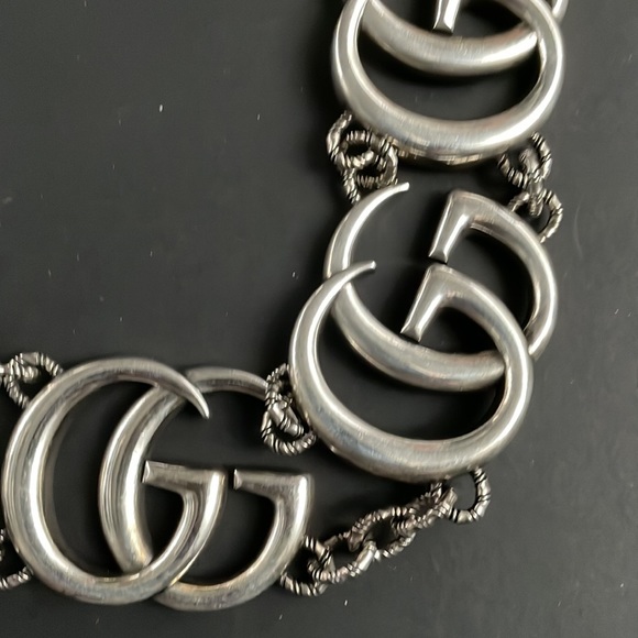 Authentic Gucci Runway Logo GG Sterling Silver Adjustable Necklace - Picture 5 of 13